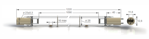 Бактерицидные амальгамные лампы бактерицидные высокой мощности с кварцевым стеклом Zercale Amalgam